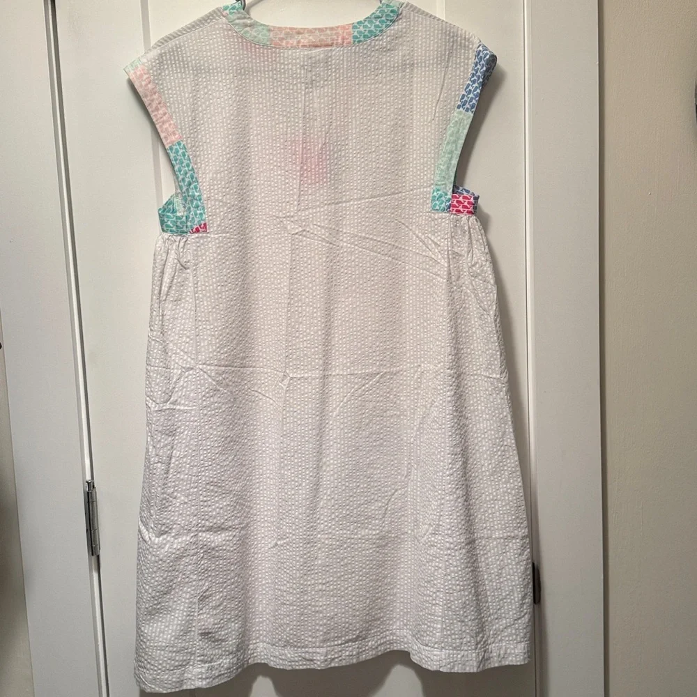 Vineyard Vines Women's  White seersucker Dress with Colorful Accents size XS - Picture 3 of 4